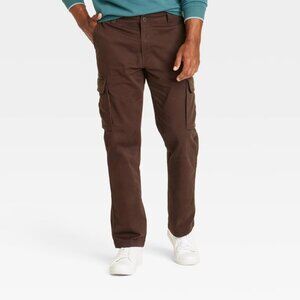 Goodfellow & Co Men's 32X32 Brown Straight Fit Cargo Pants Mid Rise Fly Button